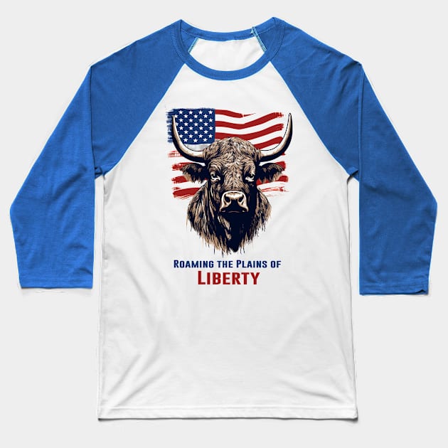 Roaming the plains of Liberty | 4th of July celebration shirt Baseball T-Shirt by Indigo Lake